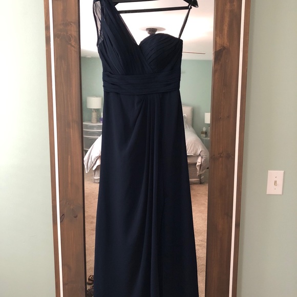 Bill Levkoff 749 Navy Bridesmaid Dress - Picture 2 of 8